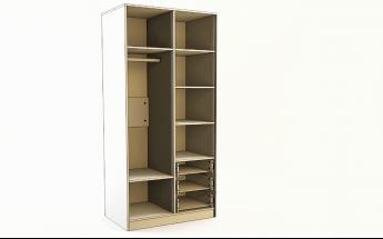 Шкаф 2-х створчатый с ящиками Флёр (Белый/корпус Выбеленное дерево) в Карасуке - karasuk.mebel54.com | фото