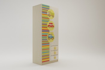 Шкаф 2-х створчатый с ящиками Клаксон (Бежевый/корпус Клен) в Карасуке - karasuk.mebel54.com | фото