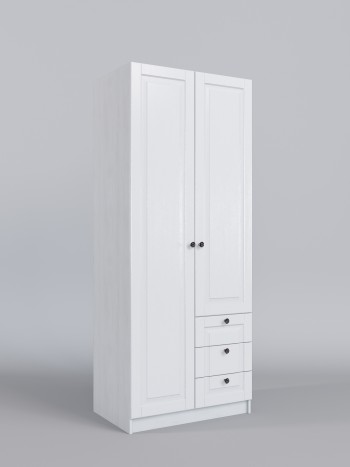 Шкаф 2-х створчатый с ящиками Классика (Белый/корпус Выбеленное дерево) в Карасуке - karasuk.mebel54.com | фото