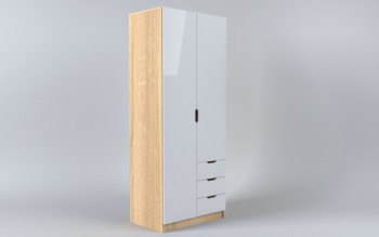 Шкаф 2-х створчатый с ящиками Лофт (Белый/корпус Дуб Сонома) в Карасуке - karasuk.mebel54.com | фото