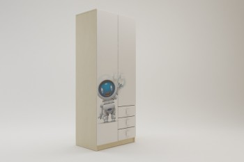 Шкаф 2-х створчатый с ящиками Санни (Белый/корпус Клен) в Карасуке - karasuk.mebel54.com | фото