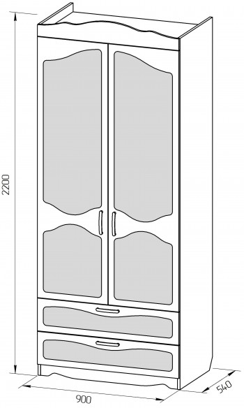 Шкаф 2-х створчатый с ящиками серии Иллюзия 31 Светло-сиреневый в Карасуке - karasuk.mebel54.com | фото