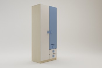 Шкаф 2-х створчатый с ящиками Скай (Синий/Белый/корпус Клен) в Карасуке - karasuk.mebel54.com | фото