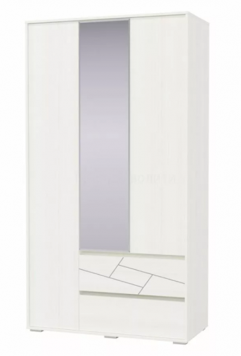 Шкаф 3-х дверный с ящиками Аделина 1200 Рамух белый в Карасуке - karasuk.mebel54.com | фото