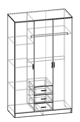 Шкаф 3-х створчатый комбинир с зеркалом Светлана (Венге/Дуб молочный) в Карасуке - karasuk.mebel54.com | фото