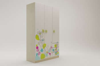 Шкаф 3-х створчатый с ящиками Флёр (Белый/корпус Клен) в Карасуке - karasuk.mebel54.com | фото