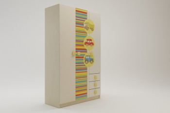 Шкаф 3-х створчатый с ящиками Клаксон (Бежевый/корпус Клен) в Карасуке - karasuk.mebel54.com | фото