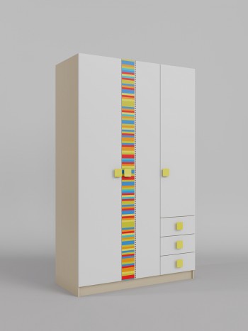 Шкаф 3-х створчатый с ящиками Клаксон без машинок (Белый/корпус Клен) в Карасуке - karasuk.mebel54.com | фото