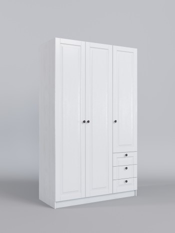 Шкаф 3-х створчатый с ящиками Классика (Белый/корпус Выбеленное дерево) в Карасуке - karasuk.mebel54.com | фото