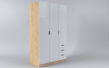 Шкаф 3-х створчатый с ящиками Лофт (Белый/корпус Дуб Сонома) в Карасуке - karasuk.mebel54.com | фото