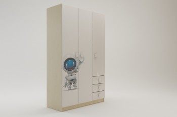 Шкаф 3-х створчатый с ящиками Санни (Белый/корпус Клен) в Карасуке - karasuk.mebel54.com | фото