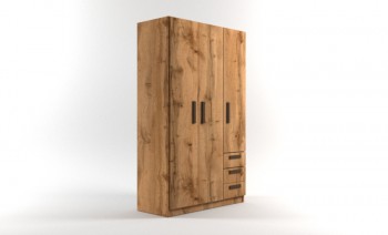 Шкаф 3-х створчатый с ящиками Шервуд (Дуб Вотан) в Карасуке - karasuk.mebel54.com | фото