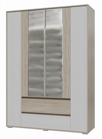 Шкаф 4-х дверный с ящиками Мальта 1600 Дуб сонома/Рамух белый в Карасуке - karasuk.mebel54.com | фото