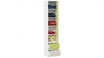 Шкаф для белья комбинированный «Сканди» Дуб Гарден/Белый/Зеленый в Карасуке - karasuk.mebel54.com | фото