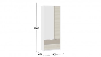 Шкаф для одежды комбинированный «Сканди» Дуб Гарден/Белый/Глиняный серый в Карасуке - karasuk.mebel54.com | фото