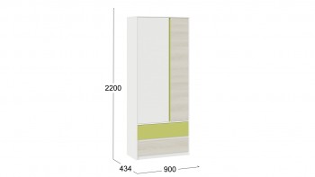 Шкаф для одежды комбинированный «Сканди» Дуб Гарден/Белый/Зеленый в Карасуке - karasuk.mebel54.com | фото