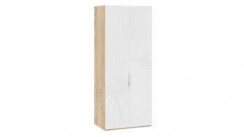 Шкаф для одежды с 2 глухими дверями «Эмбер» Яблоня Беллуно/Белый глянец в Карасуке - karasuk.mebel54.com | фото