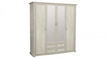Шкаф для одежды "Сохо" (бетон пайн белый/2 ящика/зеркало) в Карасуке - karasuk.mebel54.com | фото