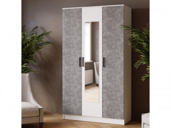 Шкаф комбинированный Ларс (1,2) с зеркалом белый/ателье светлое в Карасуке - karasuk.mebel54.com | фото