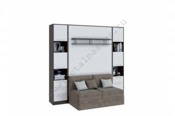 Шкаф-кровать с диваном БЕЛА с полкой ножкой в Карасуке - karasuk.mebel54.com | фото