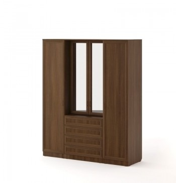 Шкаф с комодом Рамочный с зеркалами (Орех темный) в Карасуке - karasuk.mebel54.com | фото