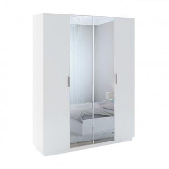 Шкаф с зер. 4 двери М22 Спальня Тиффани (белый текстурный) в Карасуке - karasuk.mebel54.com | фото