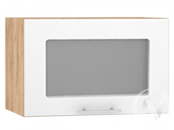 Шкаф со стеклом Валерия-М ШВГС-500 (Белый глянец/Дуб Крафт Золотой/верхний/горизонтальный) в Карасуке - karasuk.mebel54.com | фото