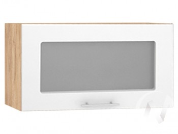 Шкаф со стеклом Валерия-М ШВГС-600 (Белый глянец/Дуб Крафт Золотой/верхний/горизонтальный) в Карасуке - karasuk.mebel54.com | фото