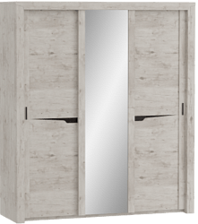 Шкаф трехдверный Соренто с раздвижными дверями Дуб бонифаций/Кофе структурный матовый в Карасуке - karasuk.mebel54.com | фото