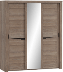 Шкаф трехдверный Соренто с раздвижными дверями Дуб стирлинг/Кофе структурный матовый в Карасуке - karasuk.mebel54.com | фото