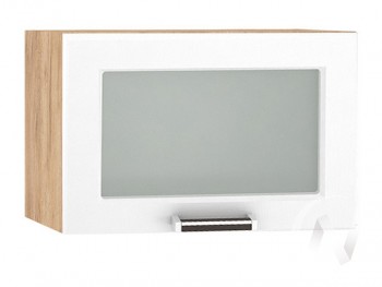Шкаф верхний со стеклом Прага ШВГС 500 (Белое дерево/корпус дуб крафт золотой) в Карасуке - karasuk.mebel54.com | фото
