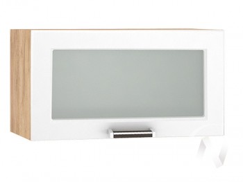Шкаф верхний со стеклом Прага ШВГС 600 (Белое дерево/корпус дуб крафт золотой) в Карасуке - karasuk.mebel54.com | фото