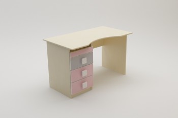 Стол (столешница с выемкой) Грэйси (Розовый/Серый/корпус Клен) в Карасуке - karasuk.mebel54.com | фото