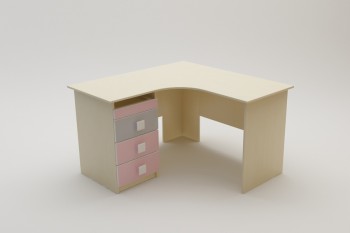 Стол угловой Грэйси (Розовый/Серый/корпус Клен) в Карасуке - karasuk.mebel54.com | фото