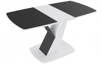 Стол обеденный «Гарда» Тип 1 (Белый/Стекло матовое черный графит) в Карасуке - karasuk.mebel54.com | фото