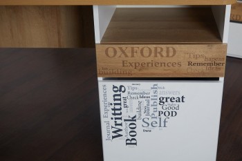 Стол с ящиками «Оксфорд» (Ривьера/Белый с рисунком) в Карасуке - karasuk.mebel54.com | фото