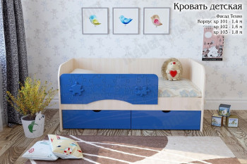 Техно Кровать детская 2 ящика 1.6 Синий глянец в Карасуке - karasuk.mebel54.com | фото